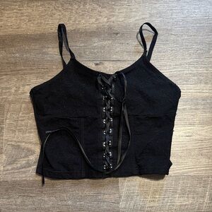 Capezio Black Lace-Up Tank Top